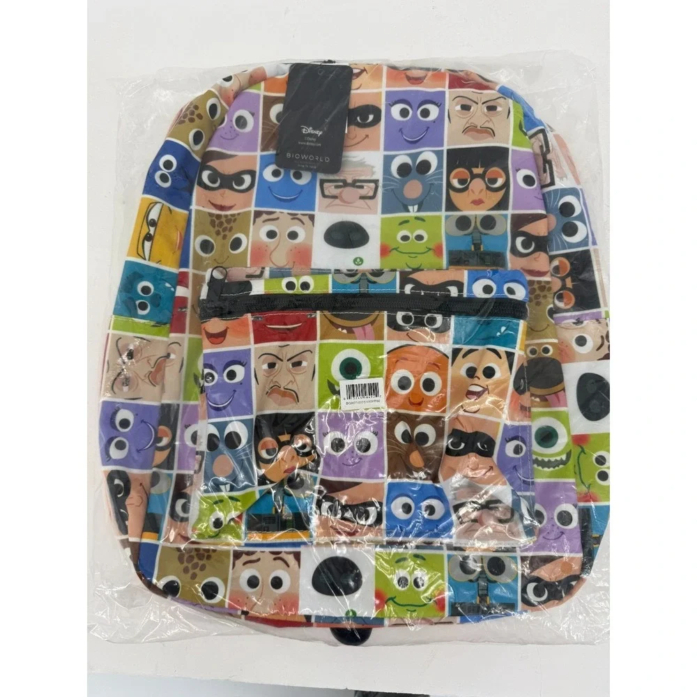 Disney Pixar Character‎ Faces Backpack Boworld All-Over Print School Bag NEW